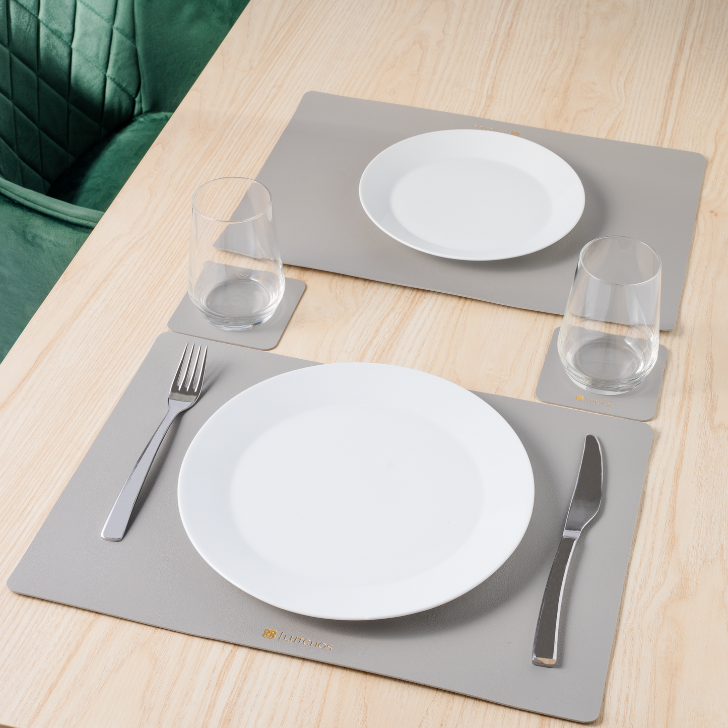 Placemat Set Grijs Rechthoek